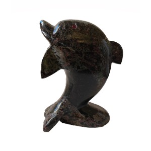 Black Zebra Granite Marble Dolphin H:5" (H:12.5cm) Black Zebra Granite Marble Dolphin H:5" (H:12.5cm)